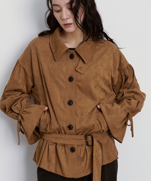 Ezick(エジック)の「2WAY neck スウェードライクバルーンブルゾン(その他アウター・レディース・ダークブラウン/キャメル・FREE)」の13枚目の写真