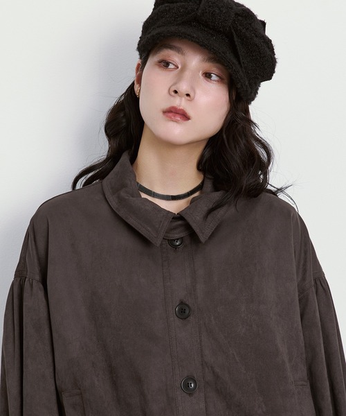 Ezick(エジック)の「2WAY neck スウェードライクバルーンブルゾン(その他アウター・レディース・ダークブラウン/キャメル・FREE)」の17枚目の写真