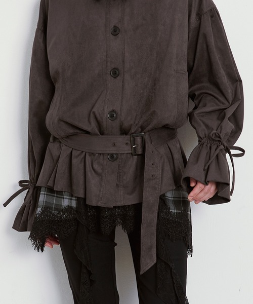 Ezick(エジック)の「2WAY neck スウェードライクバルーンブルゾン(その他アウター・レディース・ダークブラウン/キャメル・FREE)」の18枚目の写真