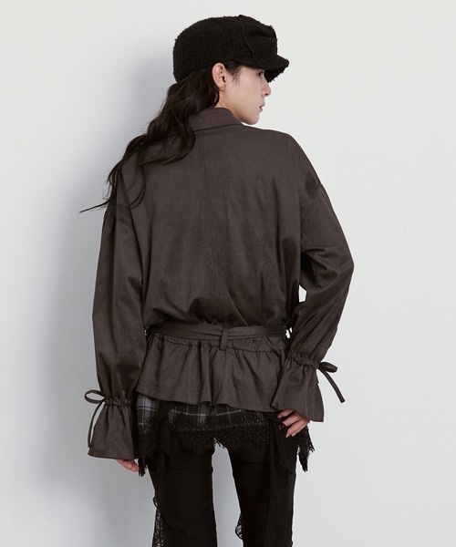 Ezick(エジック)の「2WAY neck スウェードライクバルーンブルゾン(その他アウター・レディース・ダークブラウン/キャメル・FREE)」の20枚目の写真