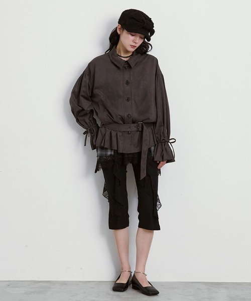 Ezick(エジック)の「2WAY neck スウェードライクバルーンブルゾン(その他アウター・レディース・ダークブラウン/キャメル・FREE)」の21枚目の写真