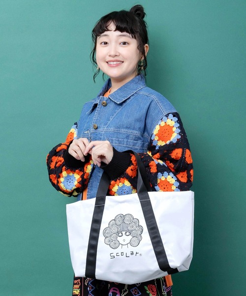 ScoLar(スカラー)の「663437:スカラーちゃん ターポリン製トートバッグ(ショルダーバッグ・レディース・ブルー/オフホワイト/ブラック・FREE)」の1枚目の写真