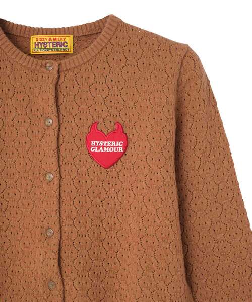 HYSTERIC GLAMOUR（ヒステリックグラマー）の「DEVIL HEARTワッペン カーディガン（カーディガン/ボレロ・レディース・ブラウン/ピンク/ブラック・FREE）」の7枚目の写真