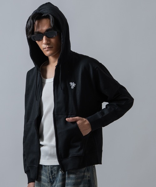 セール】【SIDEWAY STANCE】ロゴ ワンポイント刺しゅう 裏起毛 ジップ