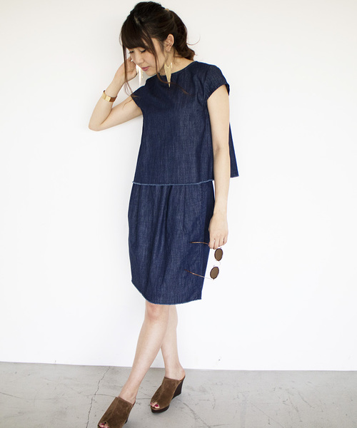 N.（N. Natural Beauty Basic）（エヌエヌナチュラルビューティーベーシック）の「ダンガリーセットアップ スカート（スカート・レディース・ブルー/ネイビー・MEDIUM）」の5枚目の写真