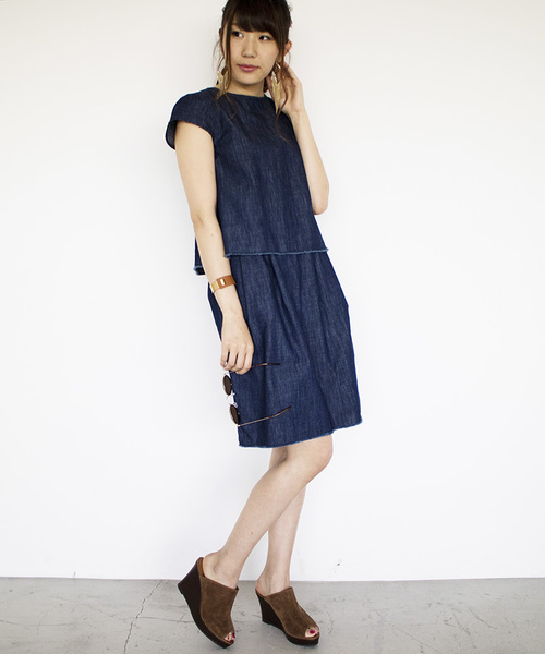 N.（N. Natural Beauty Basic）（エヌエヌナチュラルビューティーベーシック）の「ダンガリーセットアップ スカート（スカート・レディース・ブルー/ネイビー・MEDIUM）」の10枚目の写真