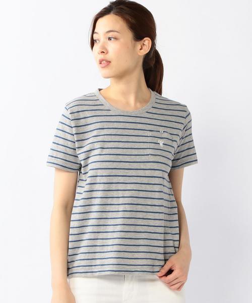 coen（コーエン）の「スラブボーダーポケットTシャツ（Tシャツ/カットソー・レディース・ホワイト/グレー・MEDIUM/LARGE）」の2枚目の写真