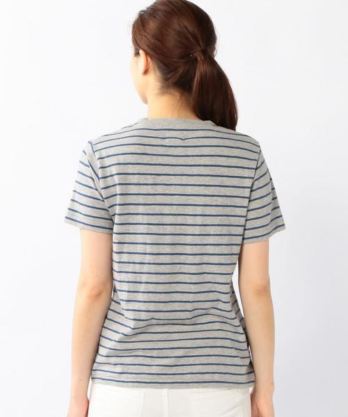 coen（コーエン）の「スラブボーダーポケットTシャツ（Tシャツ/カットソー・レディース・ホワイト/グレー・MEDIUM/LARGE）」の3枚目の写真