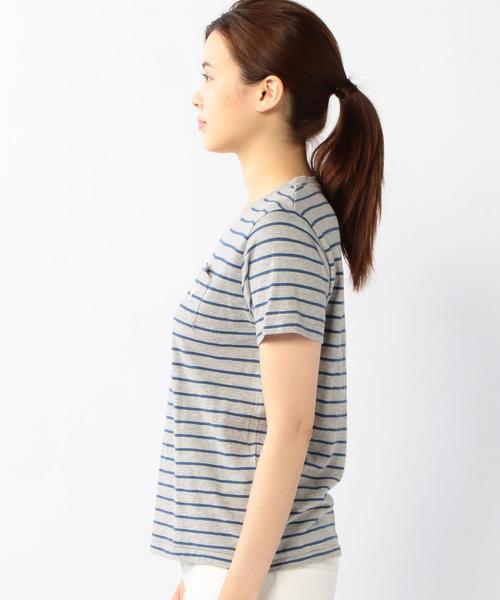 coen（コーエン）の「スラブボーダーポケットTシャツ（Tシャツ/カットソー・レディース・ホワイト/グレー・MEDIUM/LARGE）」の5枚目の写真