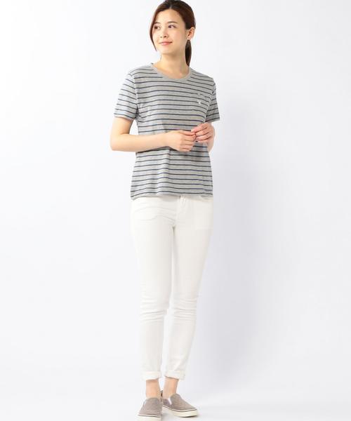 coen（コーエン）の「スラブボーダーポケットTシャツ（Tシャツ/カットソー・レディース・ホワイト/グレー・MEDIUM/LARGE）」の10枚目の写真