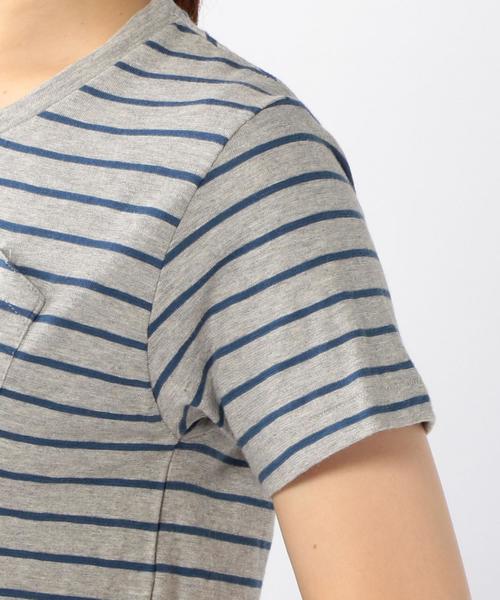 coen（コーエン）の「スラブボーダーポケットTシャツ（Tシャツ/カットソー・レディース・ホワイト/グレー・MEDIUM/LARGE）」の7枚目の写真