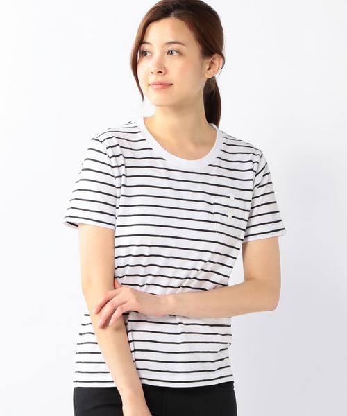 coen（コーエン）の「スラブボーダーポケットTシャツ（Tシャツ/カットソー・レディース・ホワイト/グレー・MEDIUM/LARGE）」の14枚目の写真