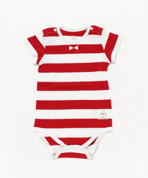 Petitsucre | ボーダー半袖肩あきボディスーツ(ロンパース)