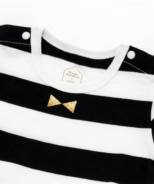 Petitsucre（プチシュクレ）の「ボーダー半袖肩あきボディスーツ（ロンパース・キッズ・ブラック/ブルー/レッド・70-80cm/80-90cm）」の5枚目の写真