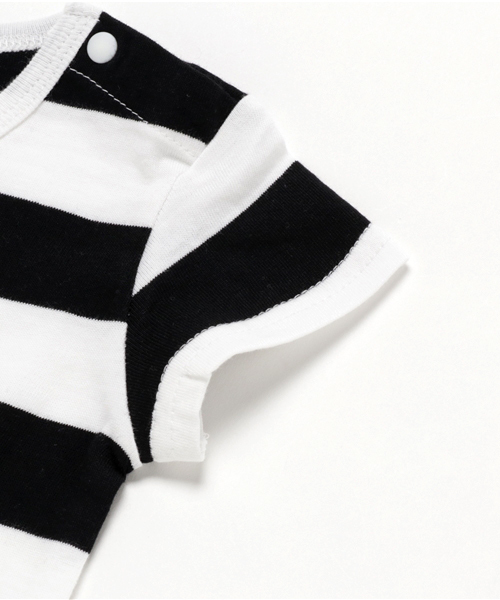 Petitsucre（プチシュクレ）の「ボーダー半袖肩あきボディスーツ（ロンパース・キッズ・ブラック/ブルー/レッド・70-80cm/80-90cm）」の7枚目の写真