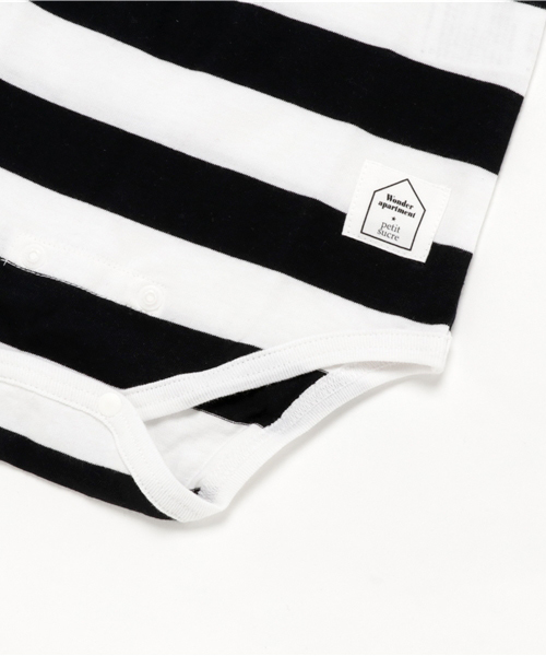 Petitsucre（プチシュクレ）の「ボーダー半袖肩あきボディスーツ（ロンパース・キッズ・ブラック/ブルー/レッド・70-80cm/80-90cm）」の8枚目の写真