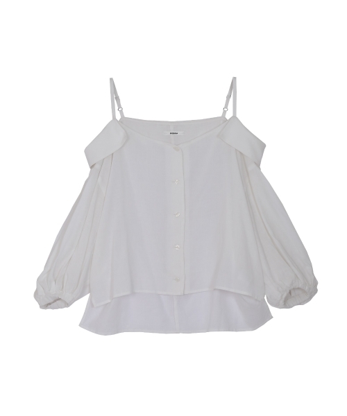 MURUA（ムルーア）の「ハートネックオフショルシャツ（シャツ/ブラウス・レディース・ホワイト/オレンジ/カーキ・FREE）」の6枚目の写真