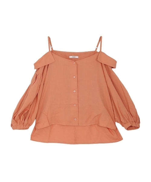 MURUA（ムルーア）の「ハートネックオフショルシャツ（シャツ/ブラウス・レディース・ホワイト/オレンジ/カーキ・FREE）」の4枚目の写真