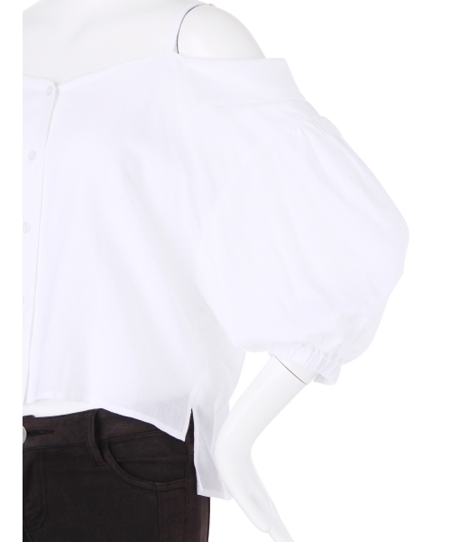 MURUA（ムルーア）の「ハートネックオフショルシャツ（シャツ/ブラウス・レディース・ホワイト/オレンジ/カーキ・FREE）」の10枚目の写真