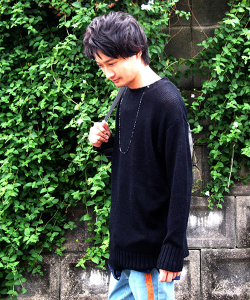 BEATJIVE（ビートジャイブ）の「クルーネックビッグシルエットローゲージニットセーター（ニット/セーター・メンズ・ブラック/ブラック系その他/チャコールグレー・FREE）」の20枚目の写真