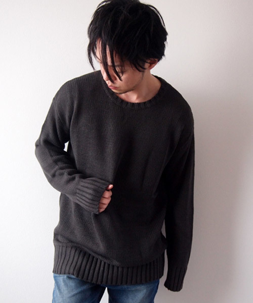 BEATJIVE（ビートジャイブ）の「クルーネックビッグシルエットローゲージニットセーター（ニット/セーター・メンズ・ブラック/ブラック系その他/チャコールグレー・FREE）」の15枚目の写真