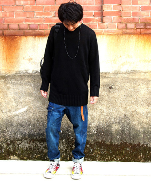 BEATJIVE（ビートジャイブ）の「クルーネックビッグシルエットローゲージニットセーター（ニット/セーター・メンズ・ブラック/ブラック系その他/チャコールグレー・FREE）」の9枚目の写真