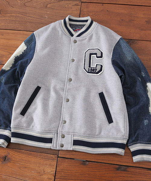 CUBE SUGAR（キューブシュガー）の「メルトン×デニムスタジャン（スタジャン・レディース・ダークグリーン/ネイビー/ボルドー/グレー・M）」の8枚目の写真