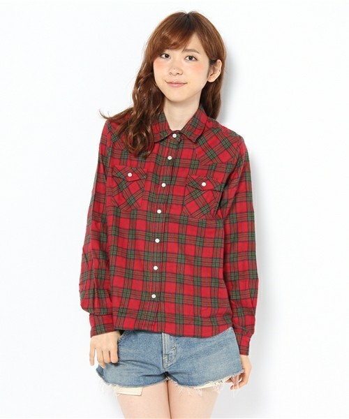 WEGO(ウィゴー)の「ウエスタンチェックネルシャツ(シャツ/ブラウス・レディース・ブラック/グリーン/グリーン系その他/ブルー/ブルー系その他/イエロー/ピンク/レッド/エンジ/レッド系その他・FREE)」の8枚目の写真