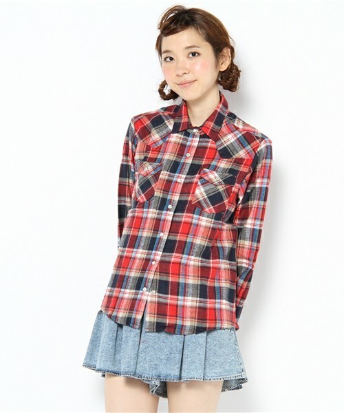 WEGO(ウィゴー)の「ウエスタンチェックネルシャツ(シャツ/ブラウス・レディース・ブラック/グリーン/グリーン系その他/ブルー/ブルー系その他/イエロー/ピンク/レッド/エンジ/レッド系その他・FREE)」の10枚目の写真
