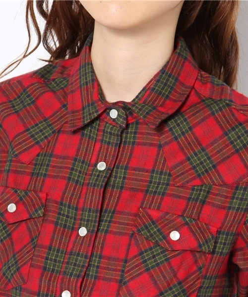 WEGO(ウィゴー)の「ウエスタンチェックネルシャツ(シャツ/ブラウス・レディース・ブラック/グリーン/グリーン系その他/ブルー/ブルー系その他/イエロー/ピンク/レッド/エンジ/レッド系その他・FREE)」の13枚目の写真