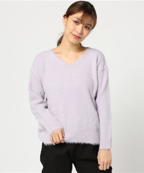 Te chichi TERRASSE（テチチテラス）の「シャギードロップショルダープルオーバー（ニット/セーター・レディース・ベージュ/グレー/オフホワイト/ピンク/ラベンダー・ﾌﾘ-）」の4枚目の写真