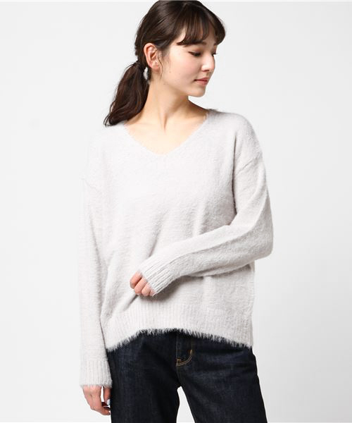 Te chichi TERRASSE（テチチテラス）の「シャギードロップショルダープルオーバー（ニット/セーター・レディース・ベージュ/グレー/オフホワイト/ピンク/ラベンダー・ﾌﾘ-）」の3枚目の写真