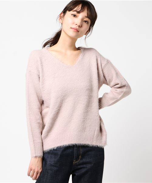 Te chichi TERRASSE（テチチテラス）の「シャギードロップショルダープルオーバー（ニット/セーター・レディース・ベージュ/グレー/オフホワイト/ピンク/ラベンダー・ﾌﾘ-）」の5枚目の写真