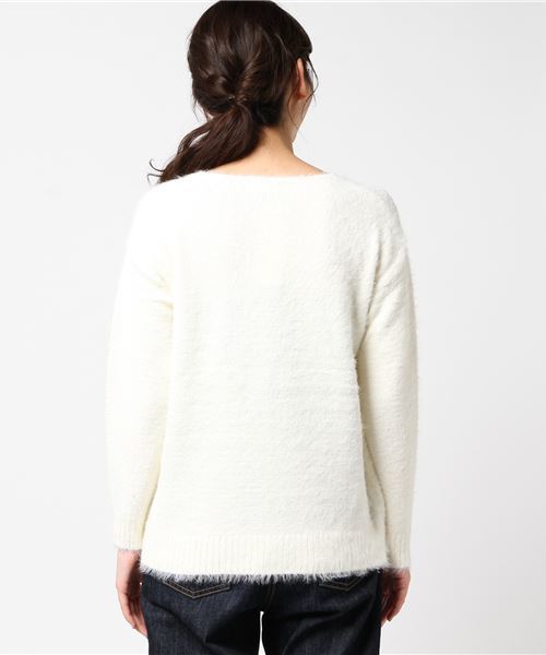 Te chichi TERRASSE（テチチテラス）の「シャギードロップショルダープルオーバー（ニット/セーター・レディース・ベージュ/グレー/オフホワイト/ピンク/ラベンダー・ﾌﾘ-）」の7枚目の写真