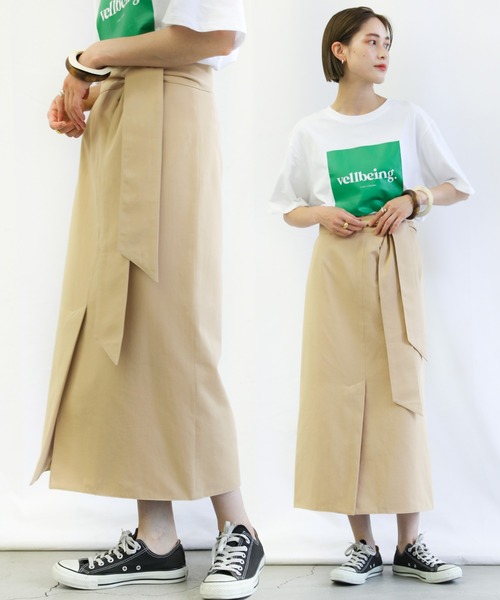 select MOCA(セレクトモカ)の「ハイウエストロング丈ペンシルスカート(スカート)」|ベージュ