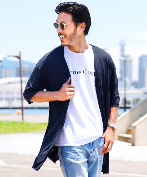 jiggys shop(ジギーズショップ)の「麻混ロングカーディガン(カーディガン/ボレロ・メンズ・ホワイト/ブラック/ベージュ/ネイビー/カーキ/杢グレー/ブルーグレー/ブラウン/スモークピンク/グリーン系その他/モカ/テラコッタ/グレー系その他/グレー系その他2/グレー・MEDIUM/LARGE)」の14枚目の写真