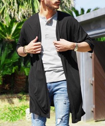 麻混ロングカーディガン