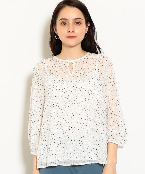 green label relaxing（グリーンレーベルリラクシング）の「CS フロッキー ドット ブラウス（シャツ/ブラウス・レディース・ブラック/オフホワイト/オレンジ系その他・FREE）」の14枚目の写真