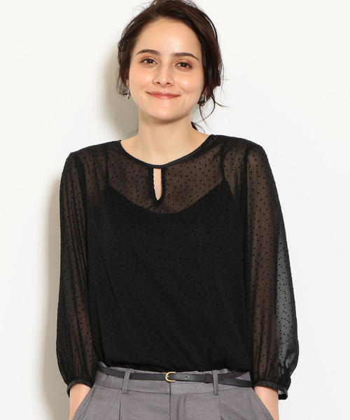 green label relaxing（グリーンレーベルリラクシング）の「CS フロッキー ドット ブラウス（シャツ/ブラウス・レディース・ブラック/オフホワイト/オレンジ系その他・FREE）」の16枚目の写真