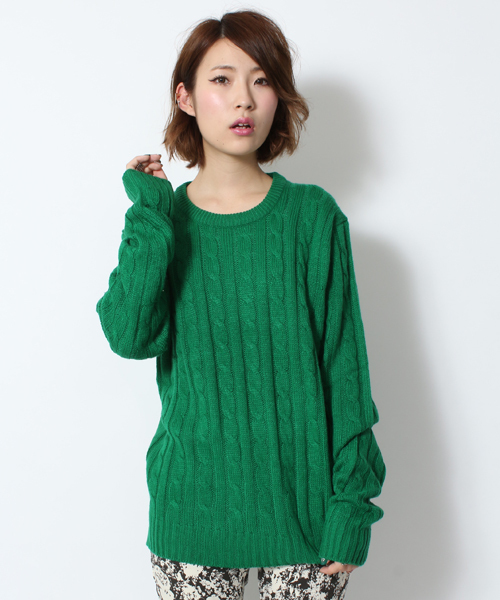 WEGO（ウィゴー）の「WEGO/ケーブルニット（ニット/セーター・メンズ・オフホワイト/ブラック/杢グレー/グリーン/ブルー/サックスブルー/ネイビー/イエロー/レッド/ワイン・SMALL/MEDIUM/LARGE）」の5枚目の写真