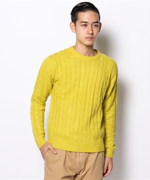 WEGO（ウィゴー）の「WEGO/ケーブルニット（ニット/セーター・メンズ・ブラック/ネイビー/オフホワイト/サックスブルー/レッド/ワイン/杢グレー/ブルー/イエロー/グリーン・MEDIUM/LARGE/SMALL）」の17枚目の写真