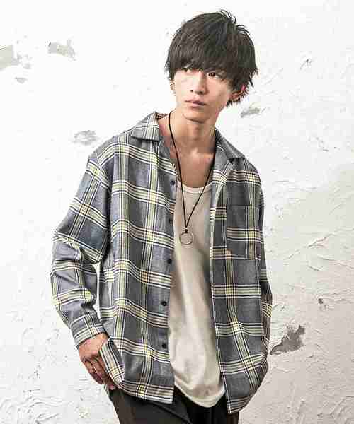 MinoriTY(マイノリティ)の「ビッグシルエットチェックシャツ オープンカラー(シャツ/ブラウス・メンズ・ブラウン/ブルー・M/L)」の2枚目の写真