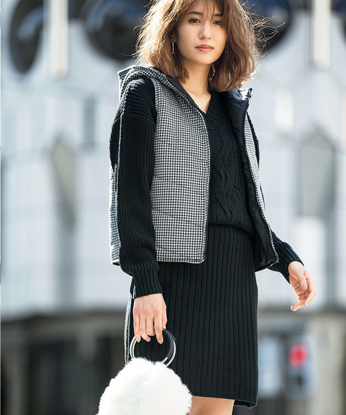 GeeRA(ジーラ)の「セットアップ風ドッキングニットワンピ(ワンピース・レディース・ブラック/モカ/杢グレー・LARGE/SMALL/MEDIUM/X-LARGE)」の1枚目の写真