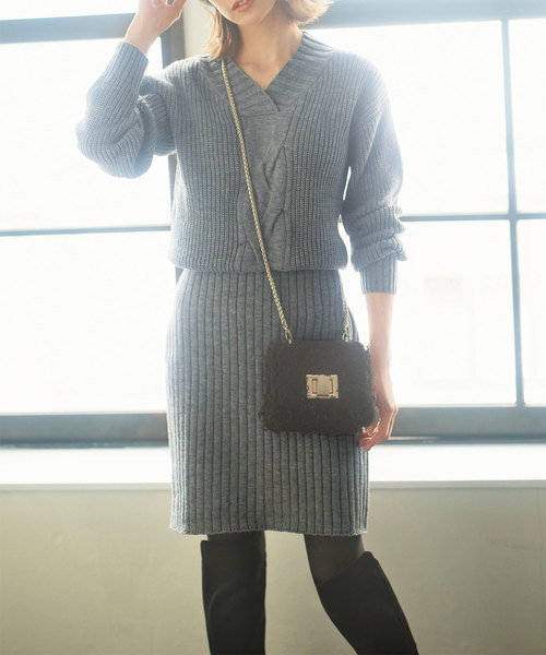 GeeRA(ジーラ)の「セットアップ風ドッキングニットワンピ(ワンピース・レディース・ブラック/モカ/杢グレー・LARGE/SMALL/MEDIUM/X-LARGE)」の7枚目の写真