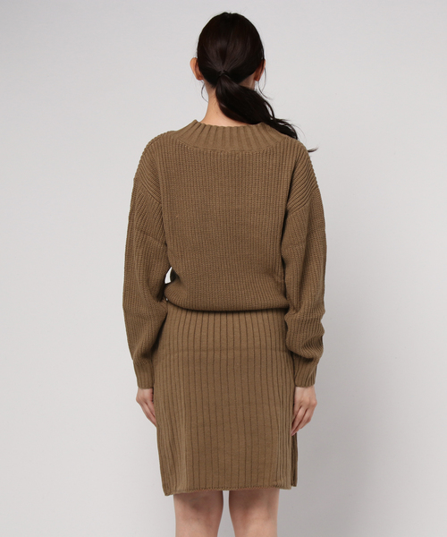 GeeRA(ジーラ)の「セットアップ風ドッキングニットワンピ(ワンピース・レディース・ブラック/モカ/杢グレー・LARGE/SMALL/MEDIUM/X-LARGE)」の5枚目の写真
