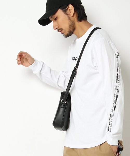 VISION STREET WEAR(ヴィジョンストリートウェア)の「VISION ビジョン 袖切り替えロンT(Tシャツ/カットソー・メンズ・ブラック/パープル/オフホワイト・LL/M/L)」の1枚目の写真