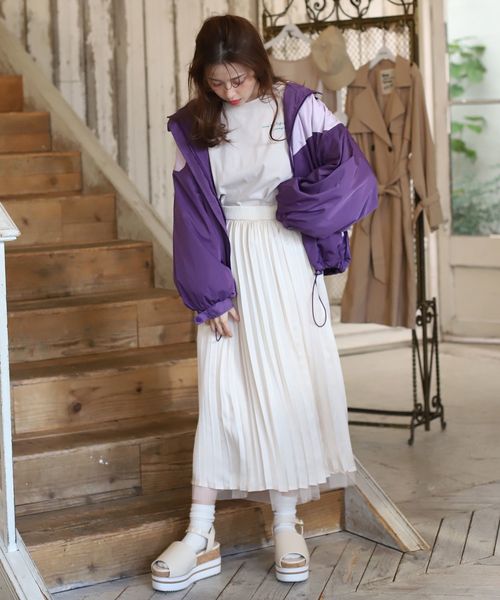 one after another NICE CLAUP（ワンアフターアナザーナイスクラップ）の「配色ナイロンブルゾン（ブルゾン・レディース・ベージュ系その他/グリーン系その他/パープル系その他・FREE）」の7枚目の写真