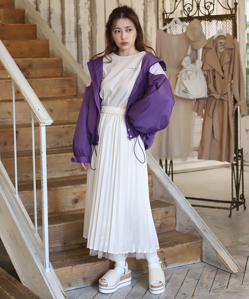 one after another NICE CLAUP（ワンアフターアナザーナイスクラップ）の「配色ナイロンブルゾン（ブルゾン・レディース・ベージュ系その他/グリーン系その他/パープル系その他・FREE）」の8枚目の写真