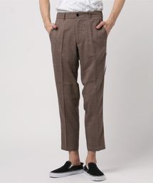 サイドライングレンチェック柄ストレッチアンクルパンツ