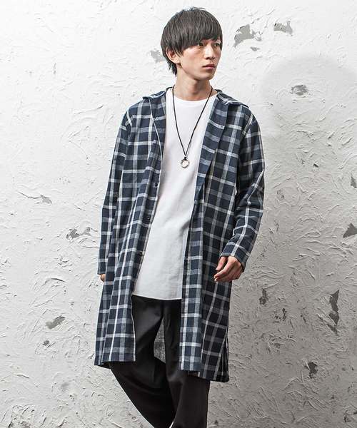 MinoriTY（マイノリティ）の「フードロングシャツ/長袖（シャツ/ブラウス・メンズ・ブラウン/ブラック/ネイビー・L/M）」の3枚目の写真